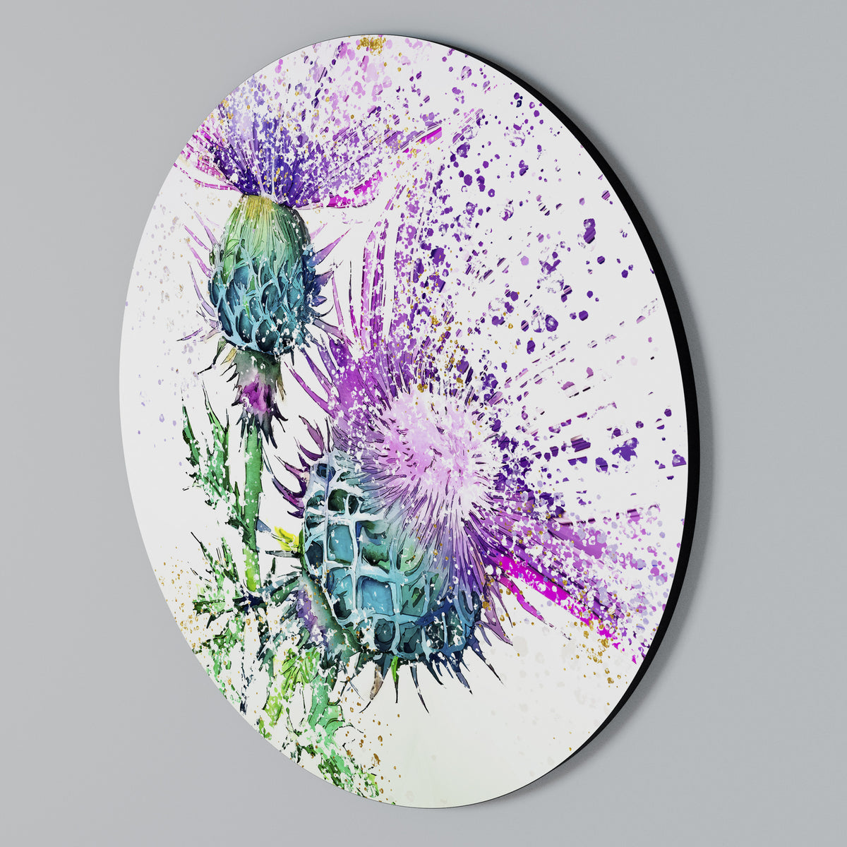 COLORFUL THISTLE DANCE Rund väggdekor
