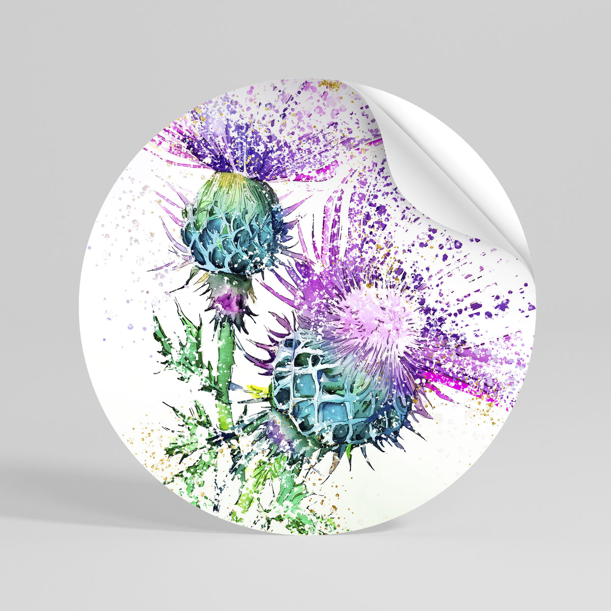 COLORFUL THISTLE DANCE Rund väggdekal