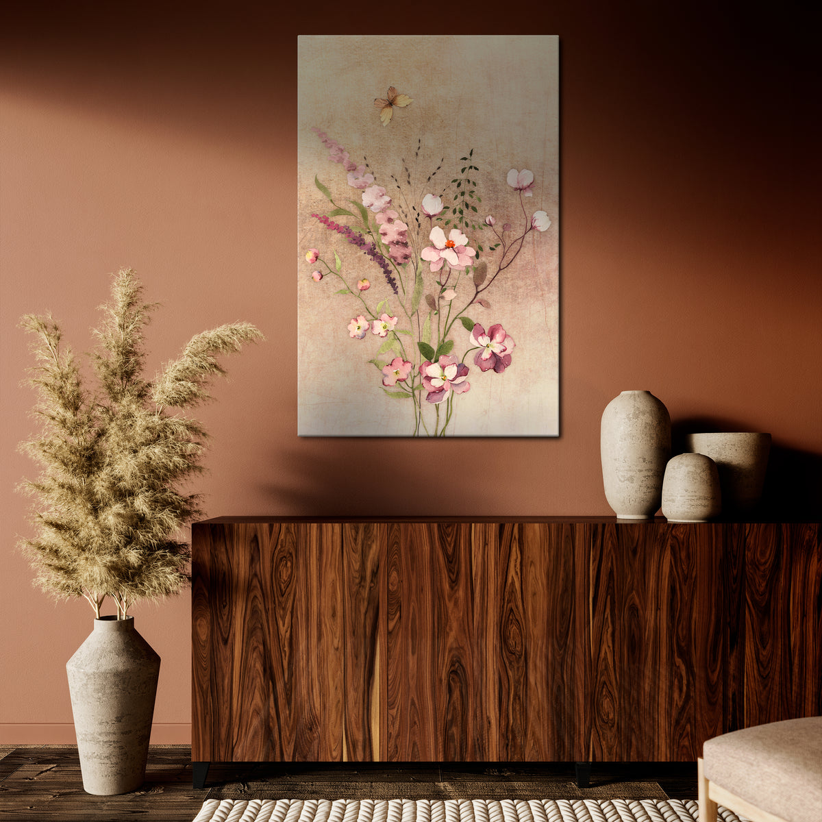 FLOWERED REVERIE Vertical Canvas Print