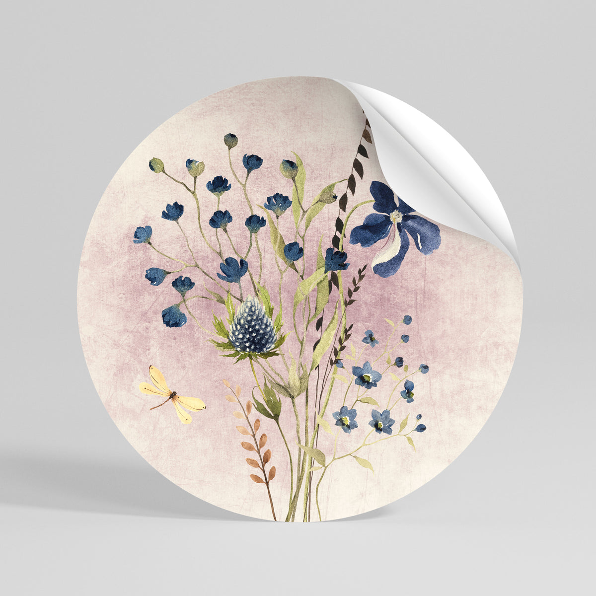 CORNFLOWER REVERIE Rund väggdekal