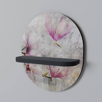 ASTONISHING MAGNOLIA Oval Art Shelf In Black Finish