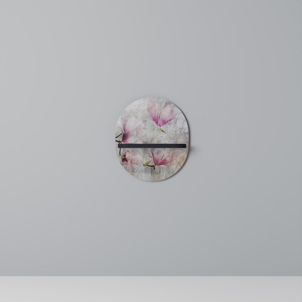 FANTASTISK MAGNOLIA Oval konsthylla i svart finish