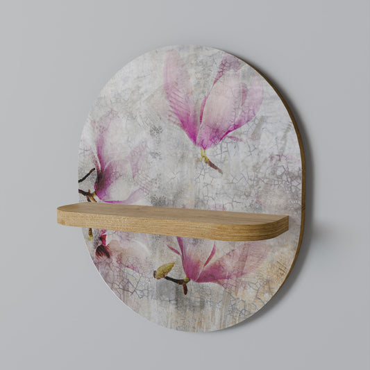 FANTASTISK MAGNOLIA Oval konsthylla i ekeffekt