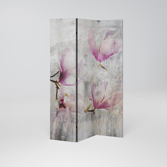 FANTASTISK MAGNOLIA Dekorativ rumsavdelare med 3 paneler