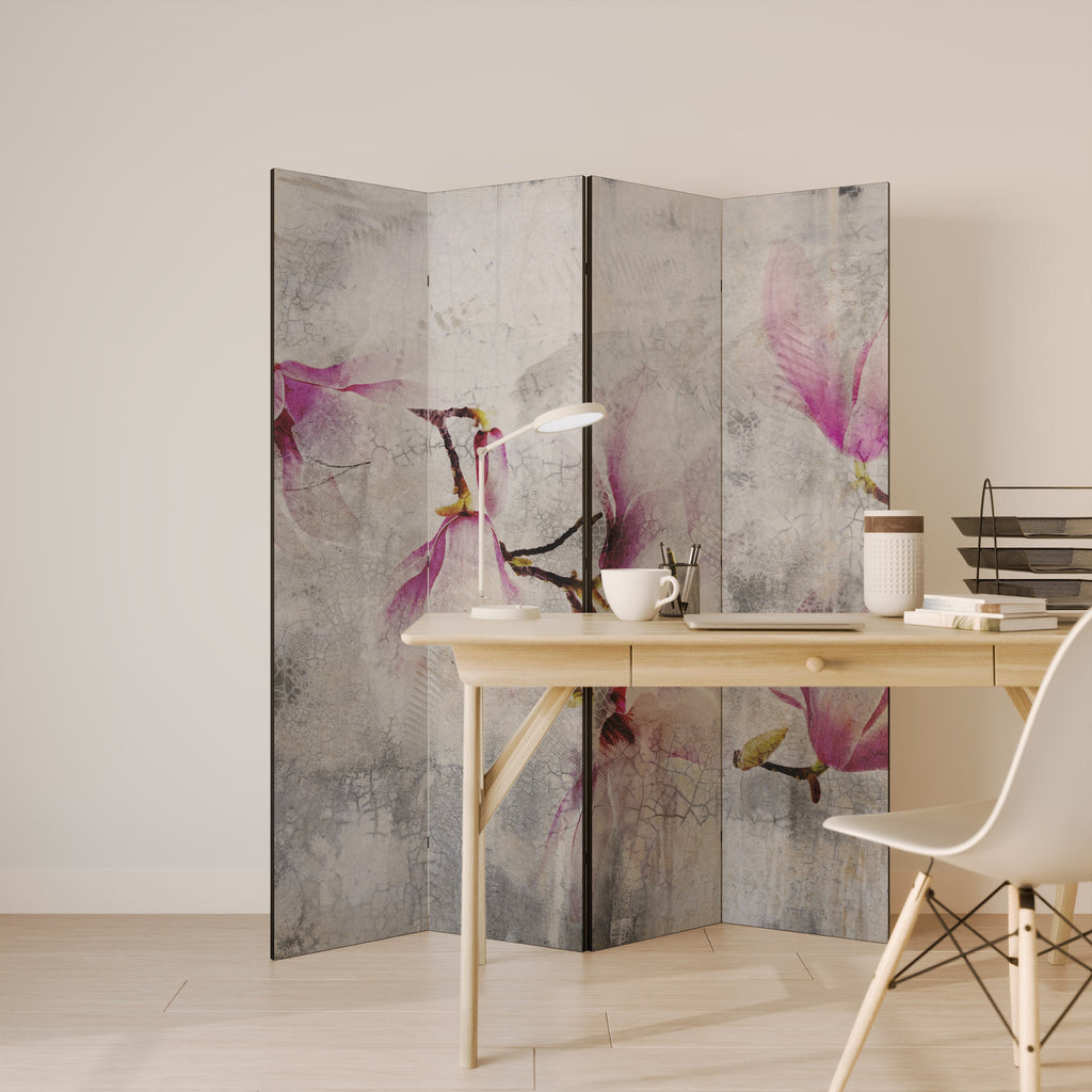 FANTASTISK MAGNOLIA Dekorativ rumsavdelare med 4 paneler