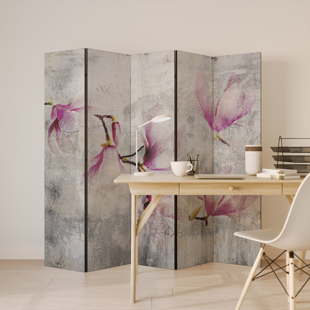 ASTONISHING MAGNOLIA Dekorativ rumsavdelare – 5 paneler