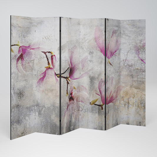 FANTASTISK MAGNOLIA Dekorativ rumsavdelare med 6 paneler