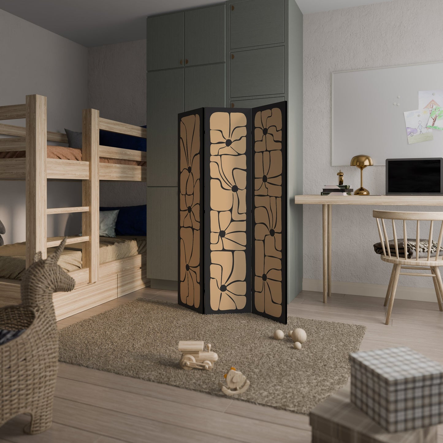 TRANQUIL CURRENTS Decorative 3-Panel Room Divider