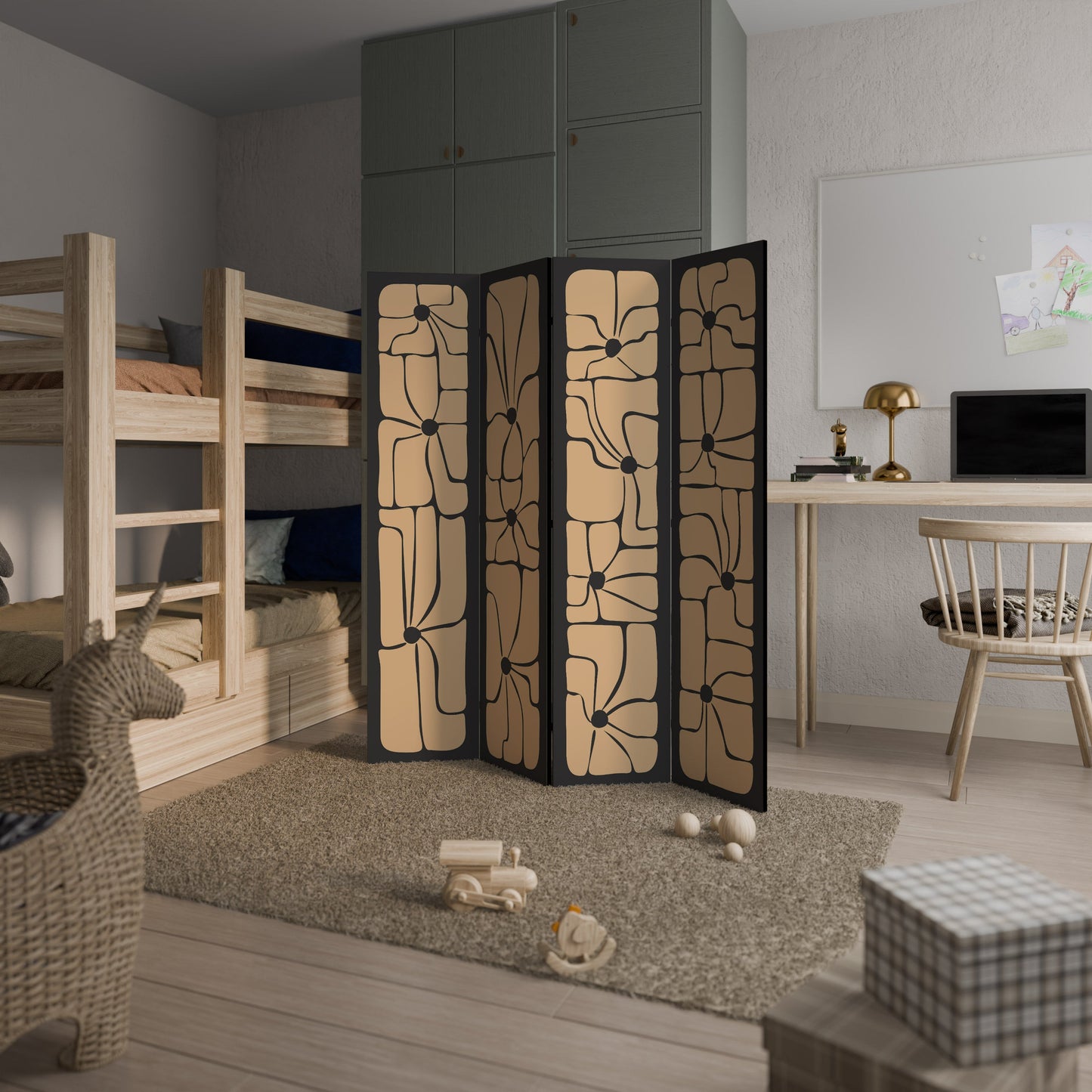 TRANQUIL CURRENTS Dekorativ rumsavdelare med 4 paneler