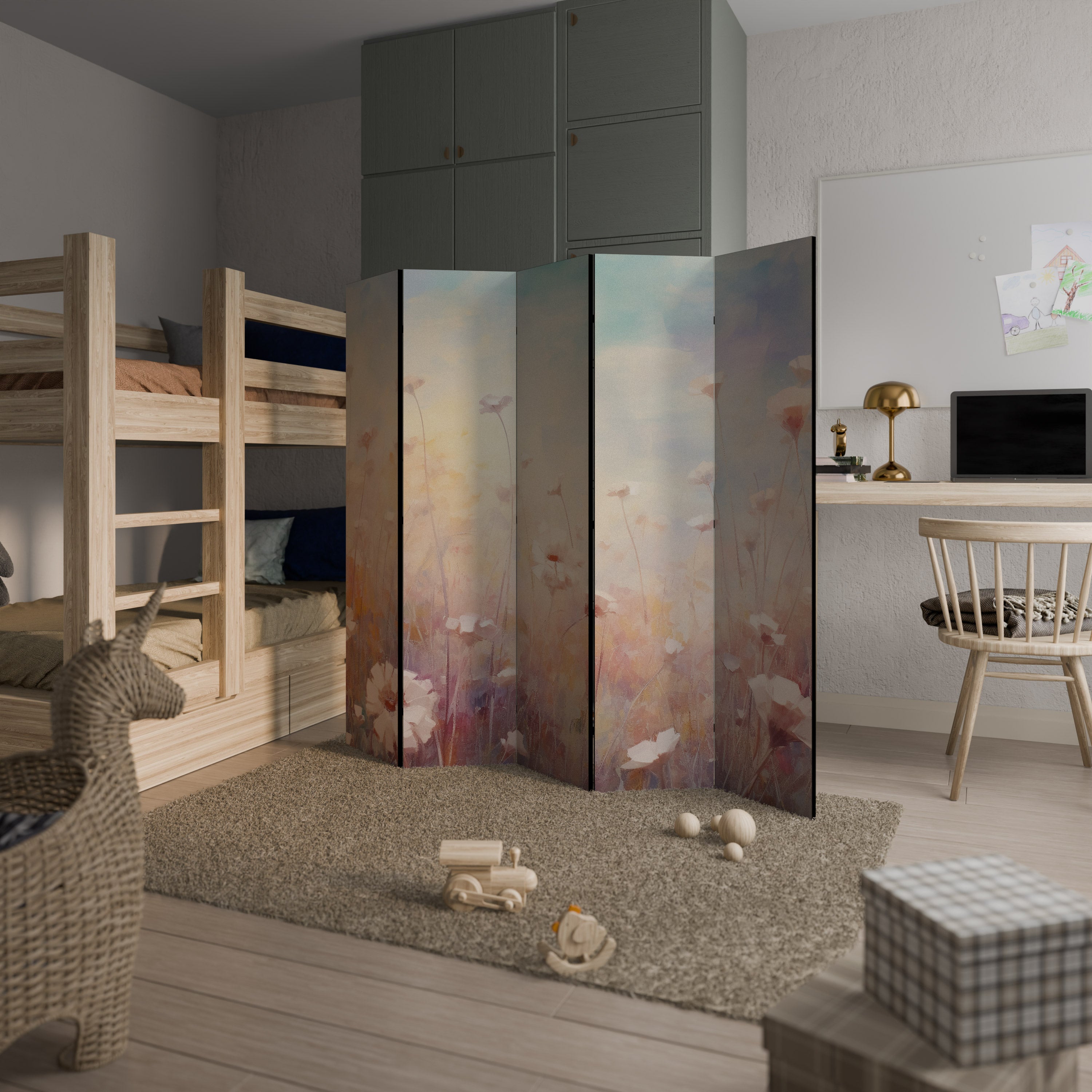 BREEZE OF COLORS Dekorativ rumsavdelare – 5 paneler