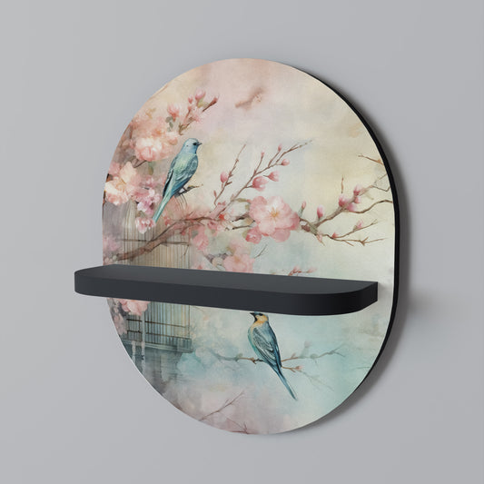 CHERRY BIRDSONG Oval konsthylla i svart finish