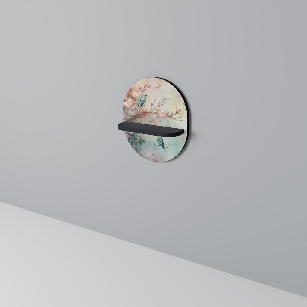 CHERRY BIRDSONG Oval konsthylla i svart finish