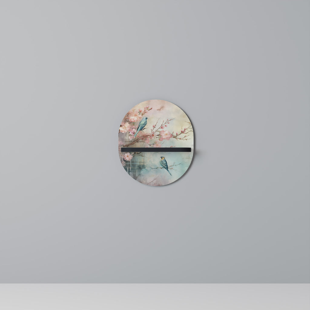 CHERRY BIRDSONG Oval konsthylla i svart finish