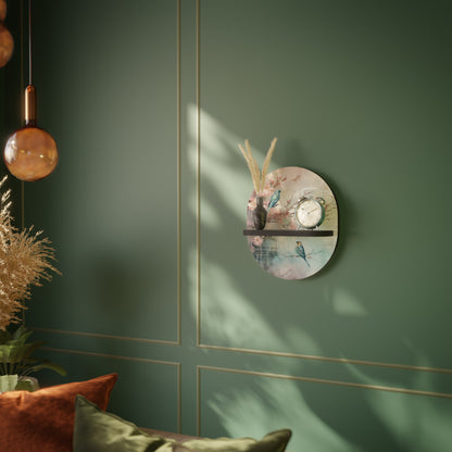 CHERRY BIRDSONG Oval konsthylla i svart finish