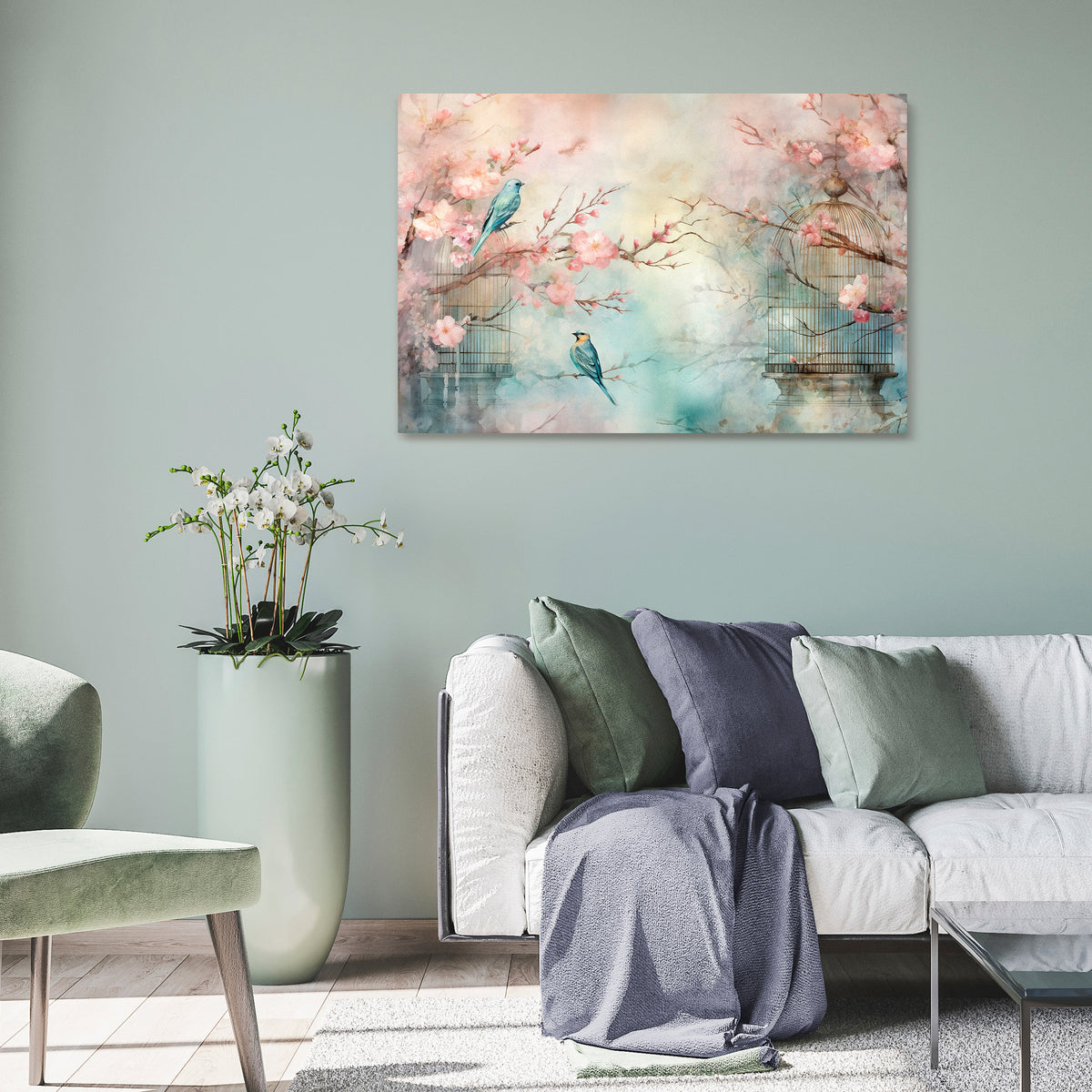 CHERRY BIRDSONG Horizontal Canvas Print