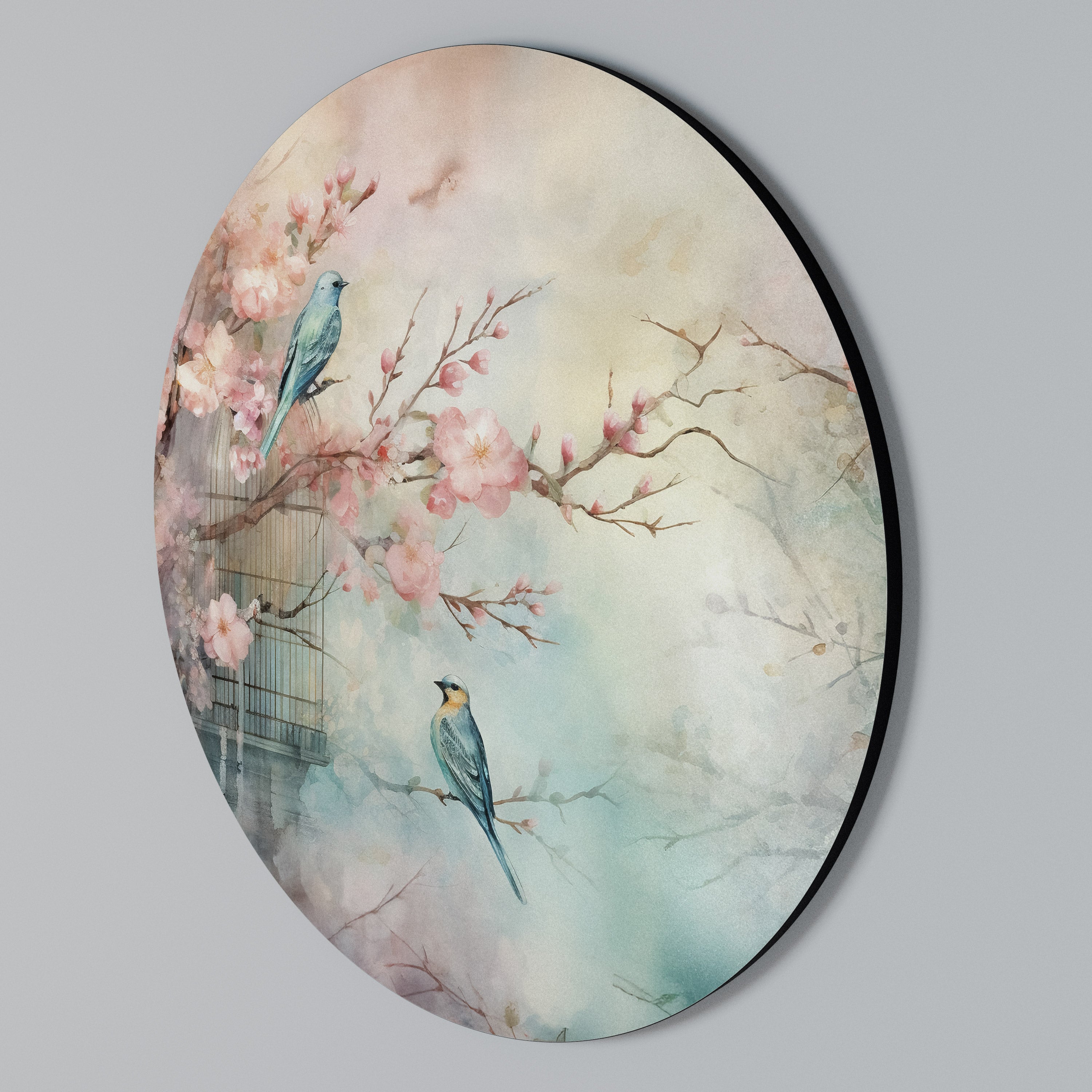 CHERRY BIRDSONG Round Wall Art