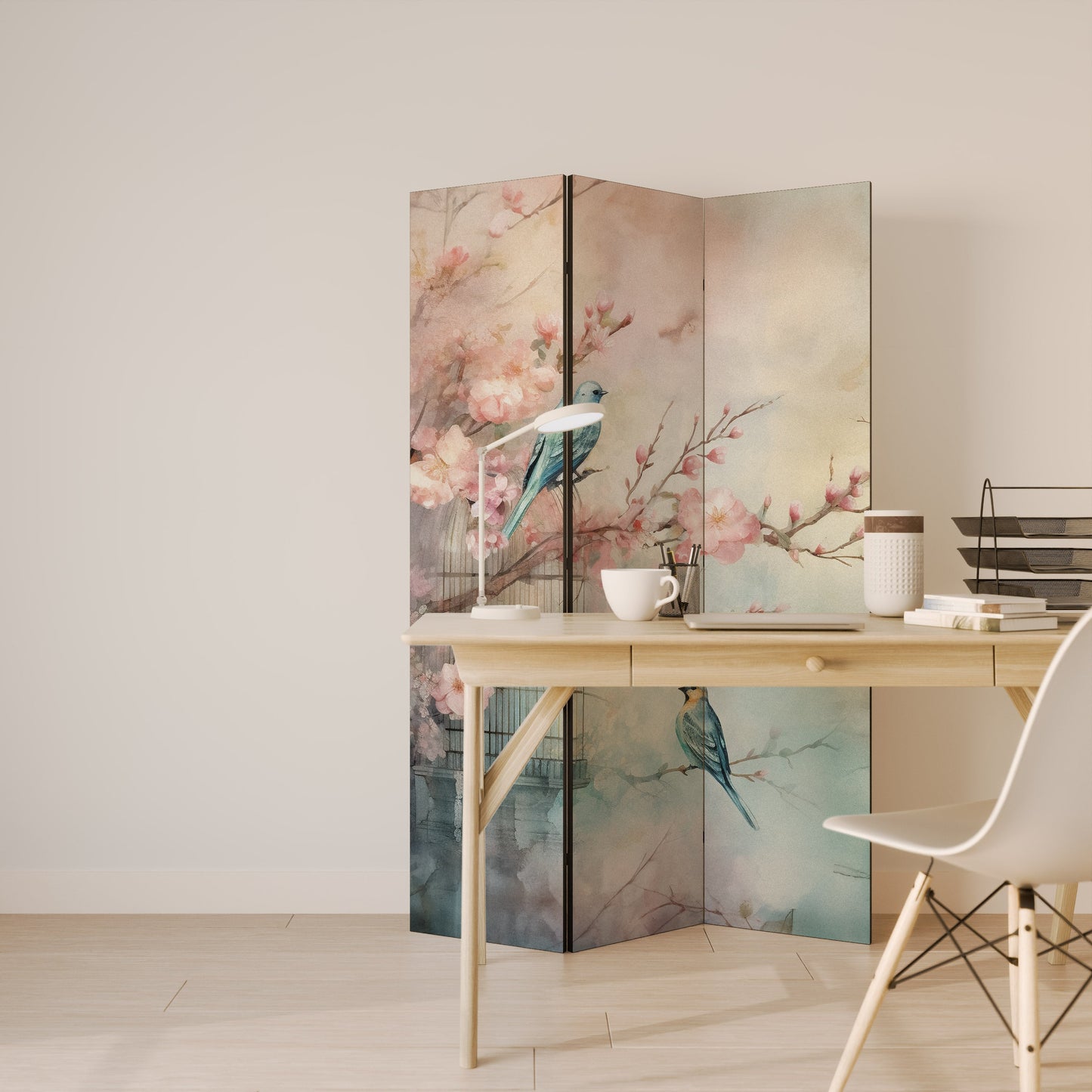 CHERRY BIRDSONG Decorative 3-Panel Room Divider