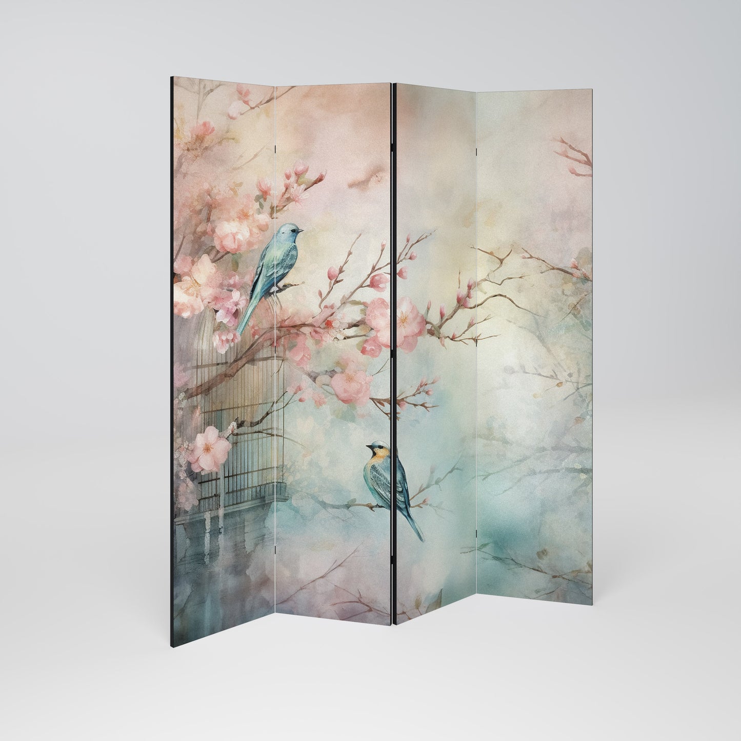 CHERRY BIRDSONG Decorative 4-Panel Room Divider