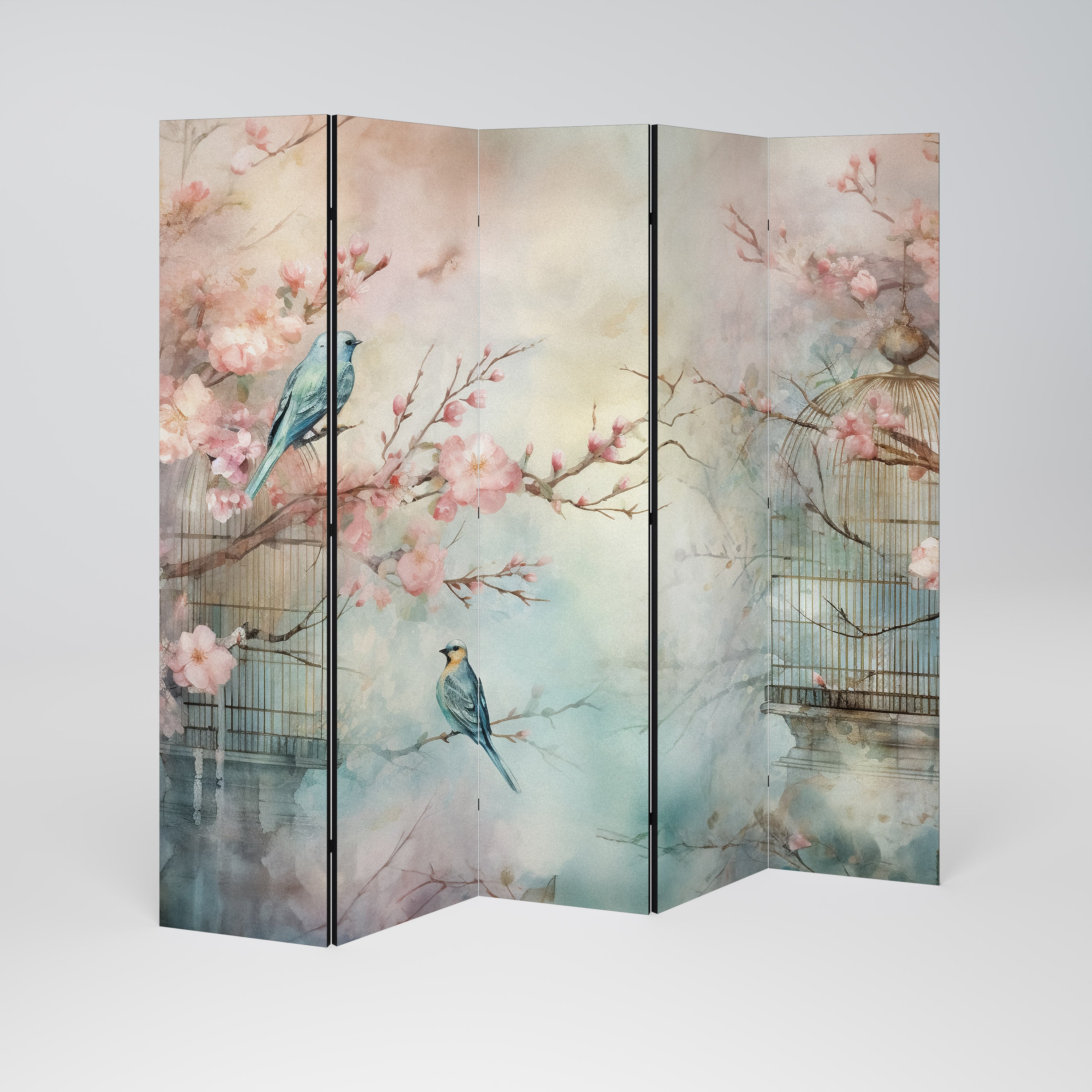CHERRY BIRDSONG Dekorativ rumsavdelare – 5 paneler