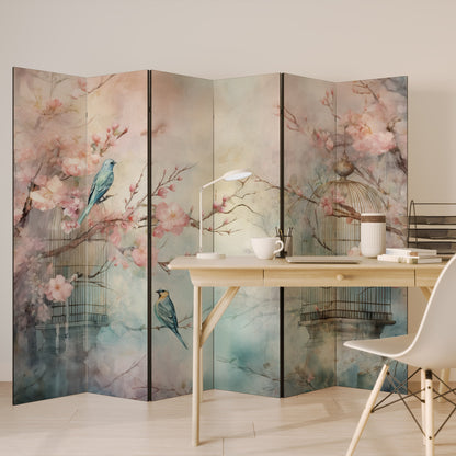 CHERRY BIRDSONG Decorative 6-Panel Room Divider
