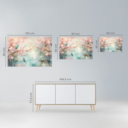 KÖRSBÄRSFÅGELSONG horisontell poster med självhäftande motiv
