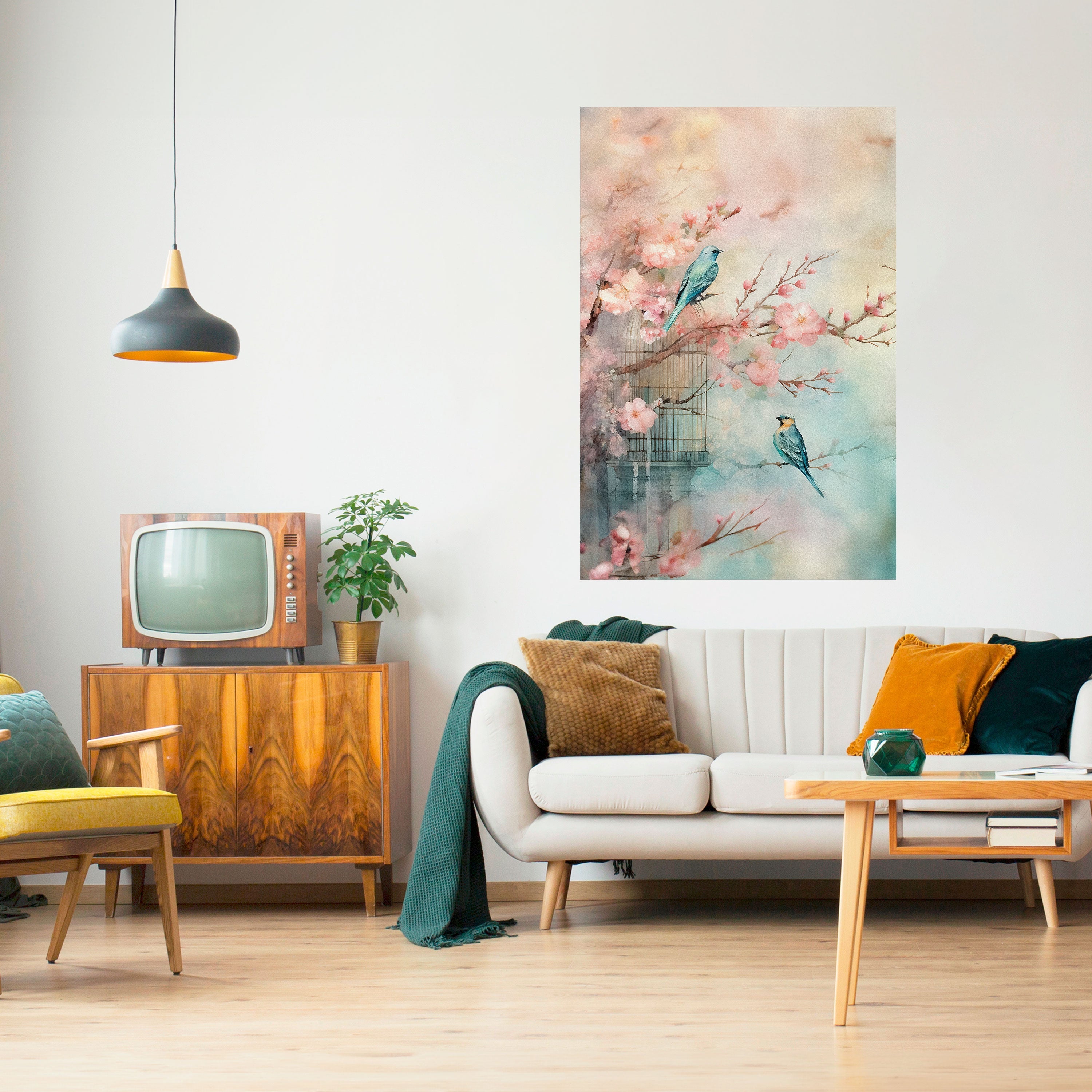 KÖRSBÄRSFÅGELSONG vertikal poster med självhäftande motiv