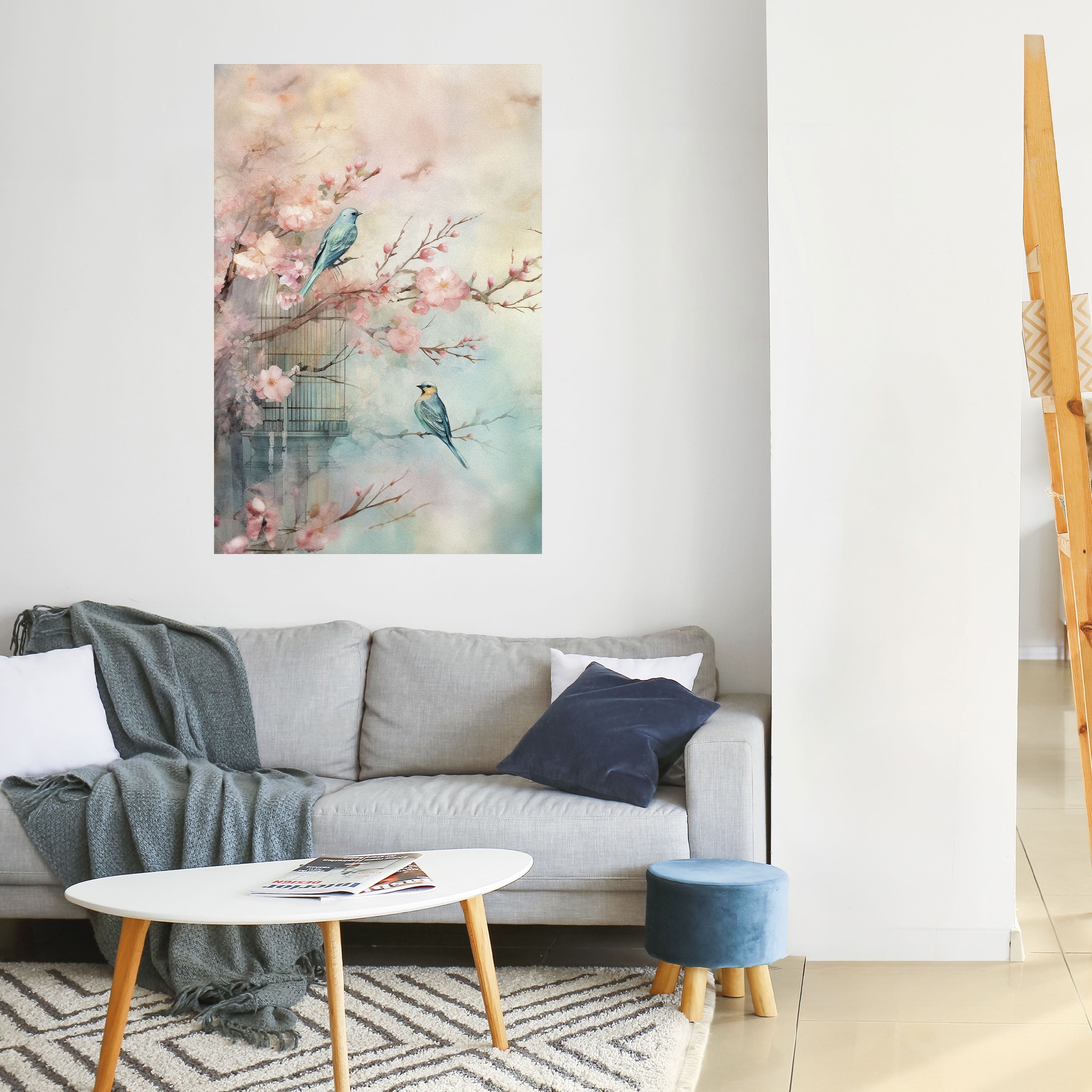 KÖRSBÄRSFÅGELSONG vertikal poster med självhäftande motiv