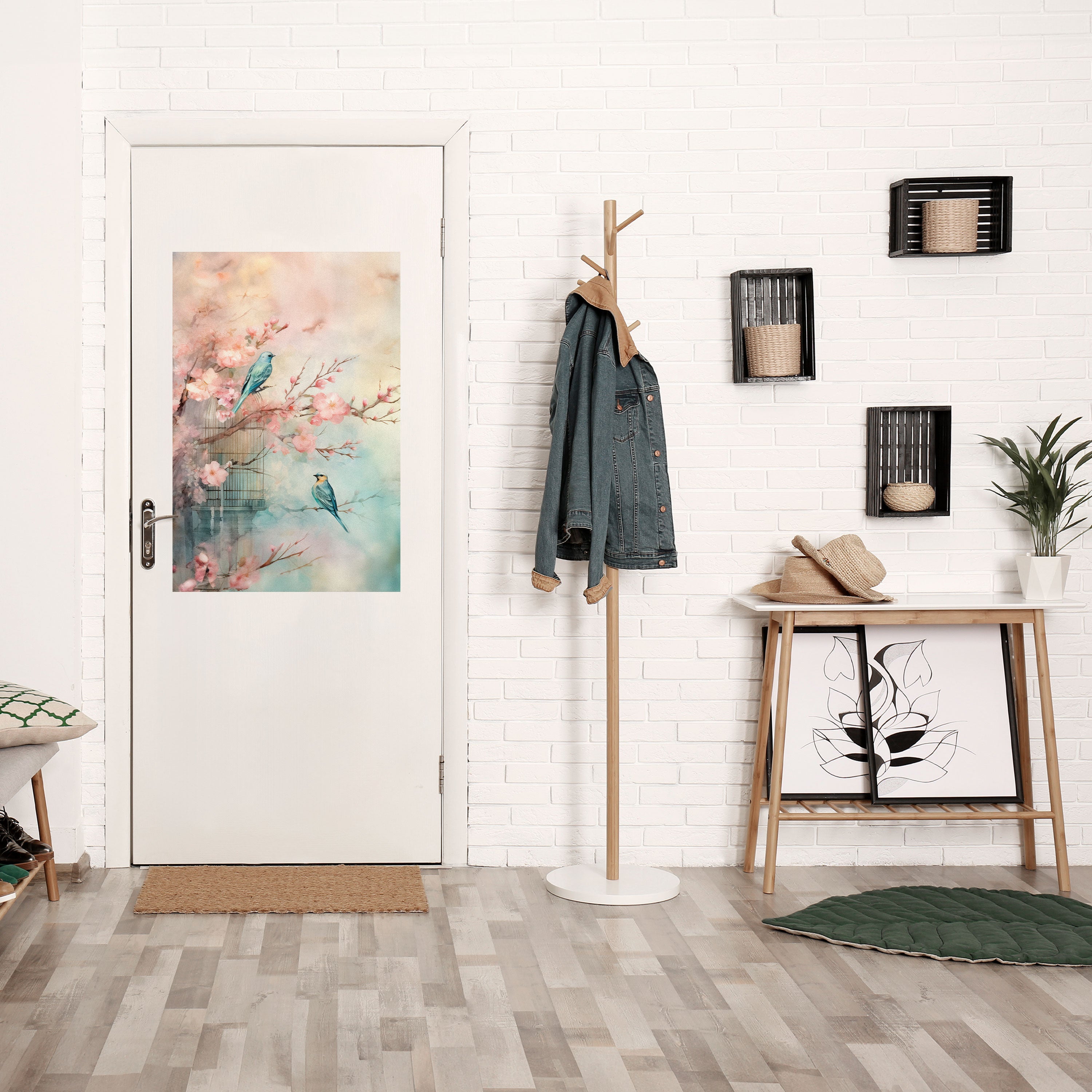 KÖRSBÄRSFÅGELSONG vertikal poster med självhäftande motiv