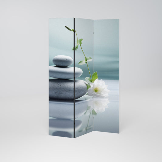 TRANQUIL STONE BALANCE Dekorativ rumsavdelare med 3 paneler