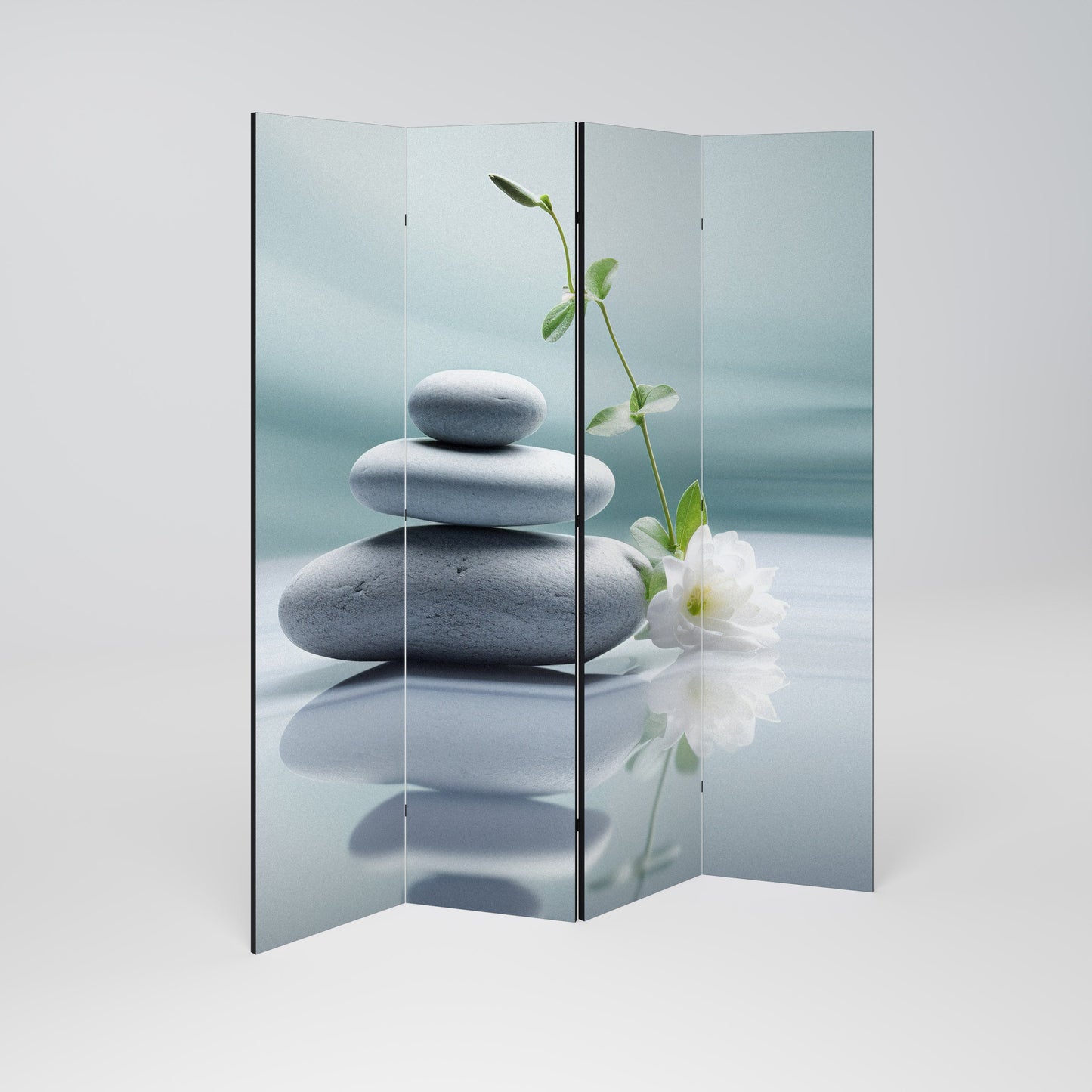 TRANQUIL STONE BALANCE Decorative 4-Panel Room Divider