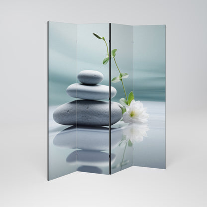 TRANQUIL STONE BALANCE Decorative 4-Panel Room Divider