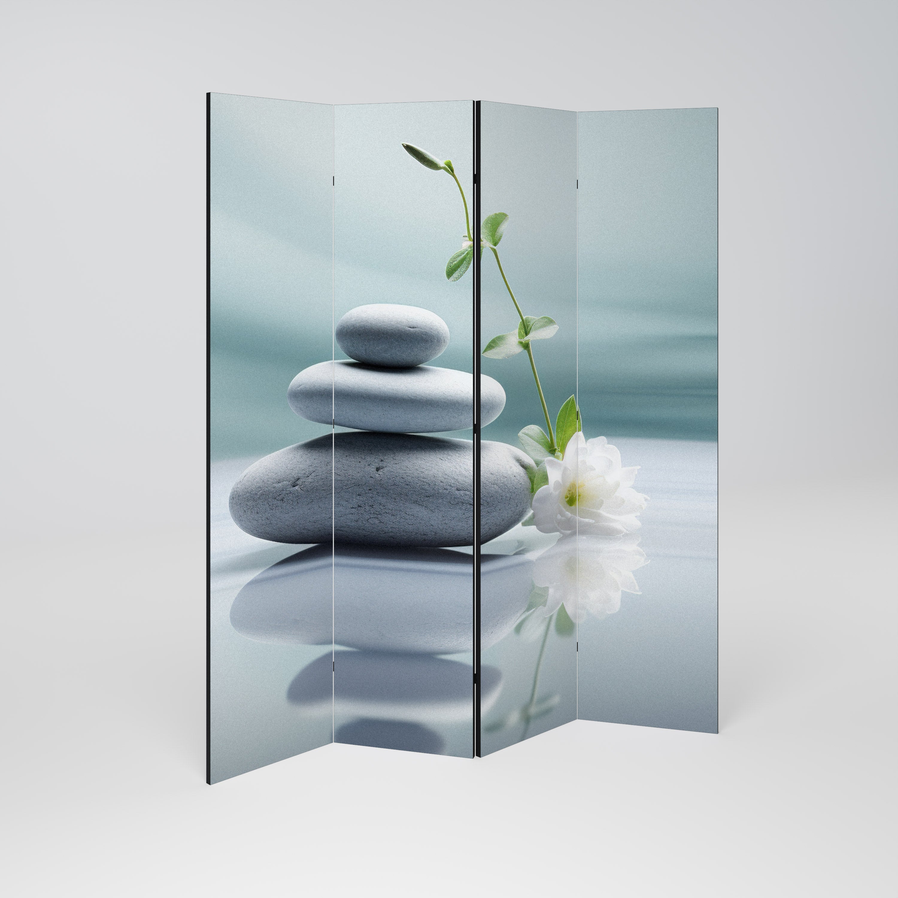 TRANQUIL STONE BALANCE Dekorativ rumsavdelare med 4 paneler