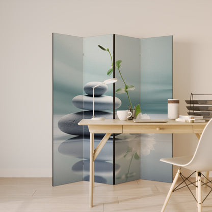 TRANQUIL STONE BALANCE Decorative 4-Panel Room Divider