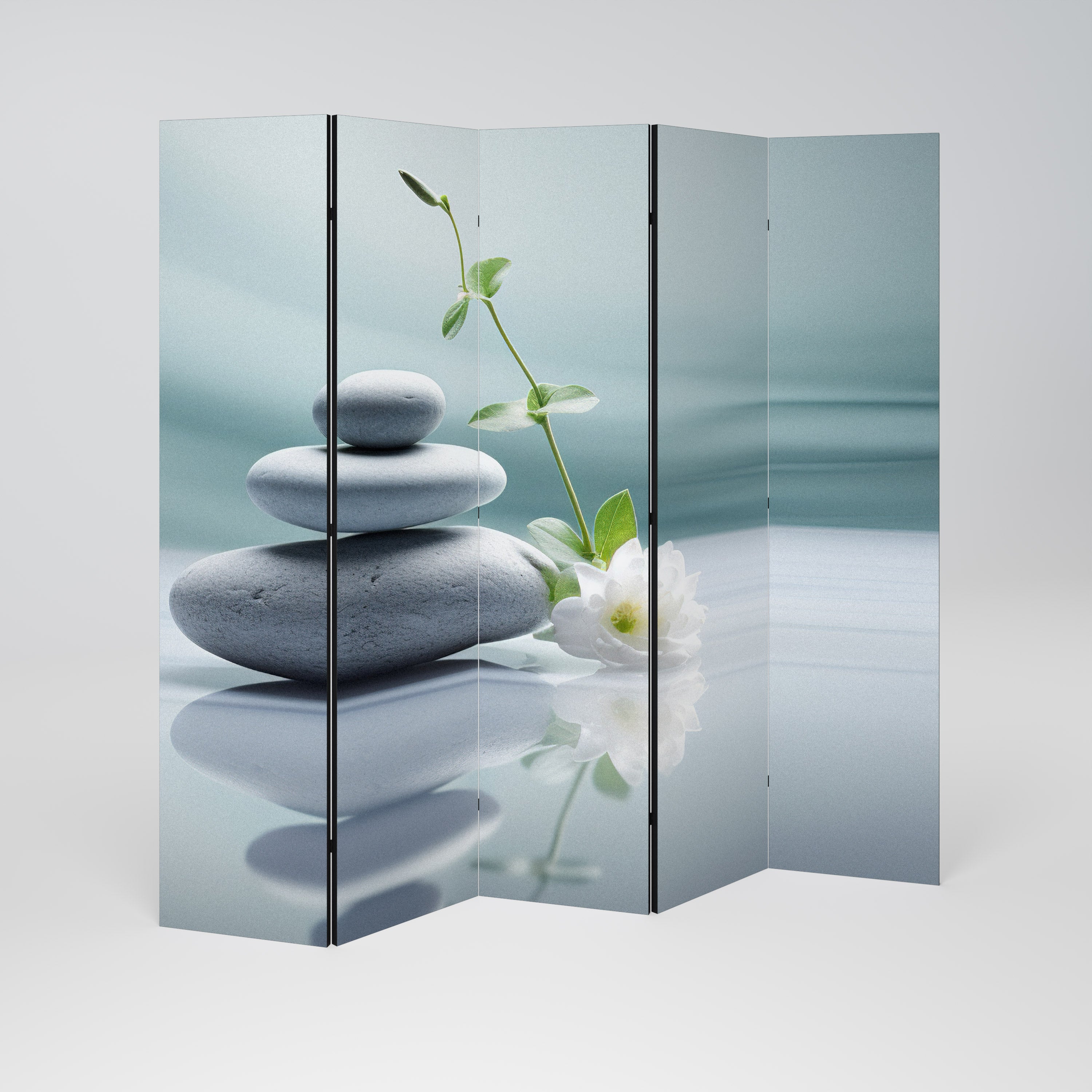 TRANQUIL STONE BALANCE Dekorativ rumsavdelare – 5 paneler