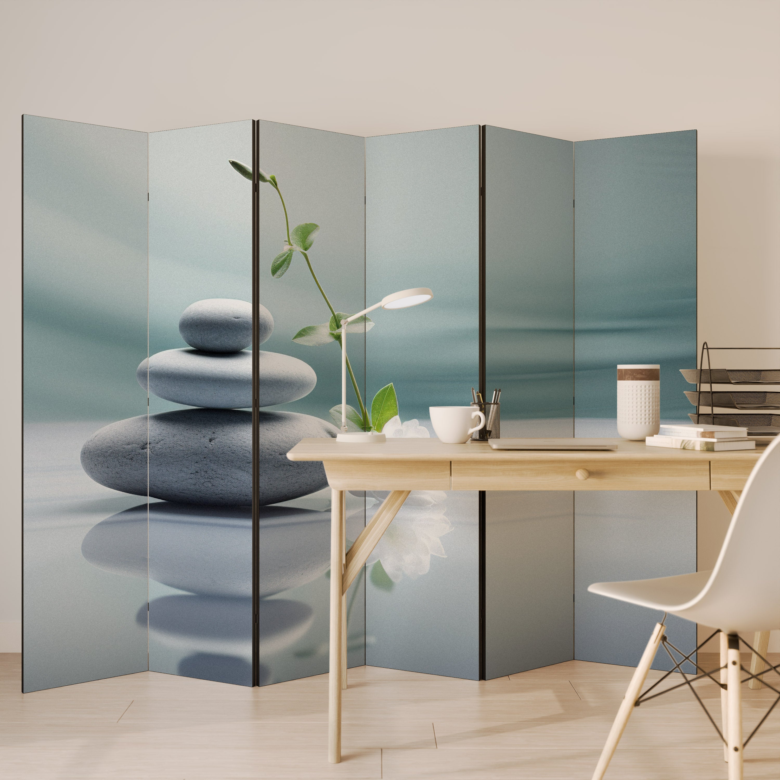 TRANQUIL STONE BALANCE 6-Panel Room Divider
