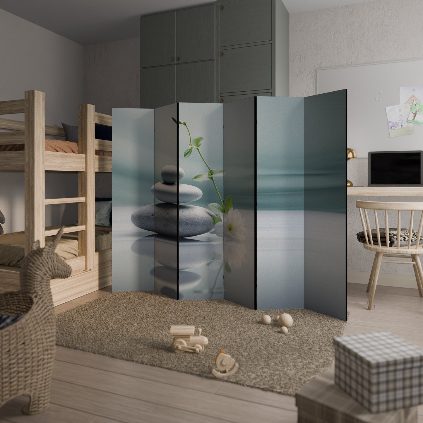 TRANQUIL STONE BALANCE Dekorativ rumsavdelare med 6 paneler