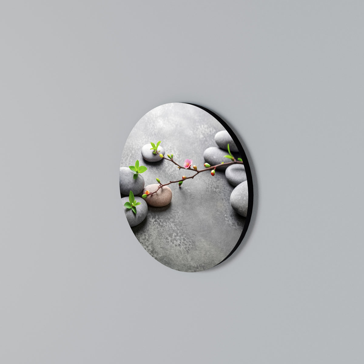 STONES AND BLOSSOMS Round Wall Art
