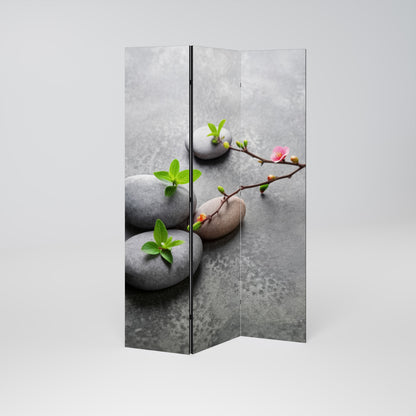 STONES AND BLOSSOMS Dekorativ rumsavdelare – 3 paneler