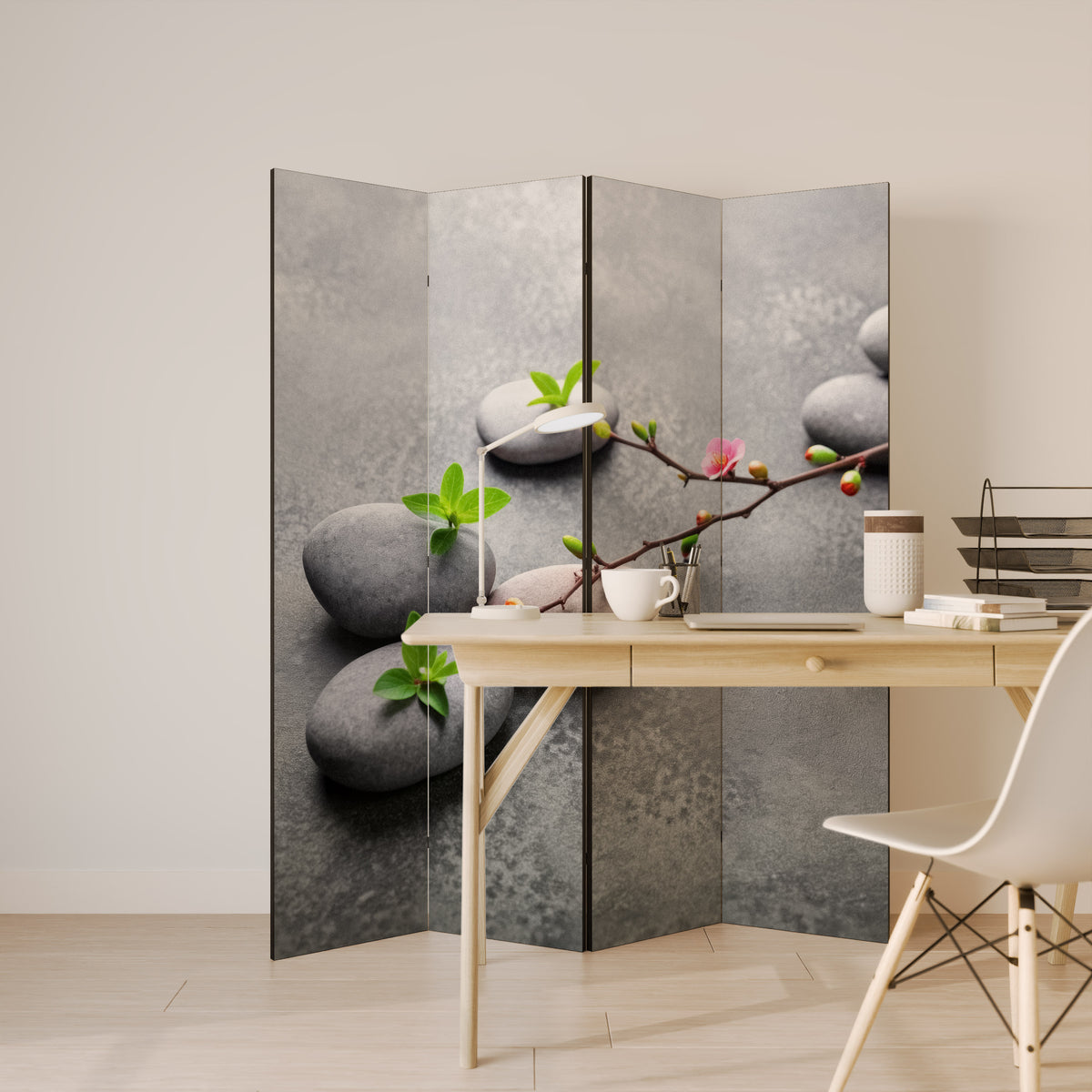 STONES AND BLOSSOMS Rumsavdelare 4 paneler