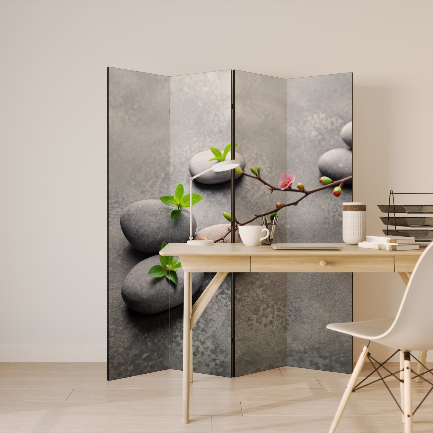 STONES AND BLOSSOMS Rumsavdelare 4 paneler