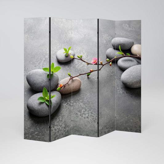 STONES AND BLOSSOMS Dekorativ rumsavdelare – 5 paneler