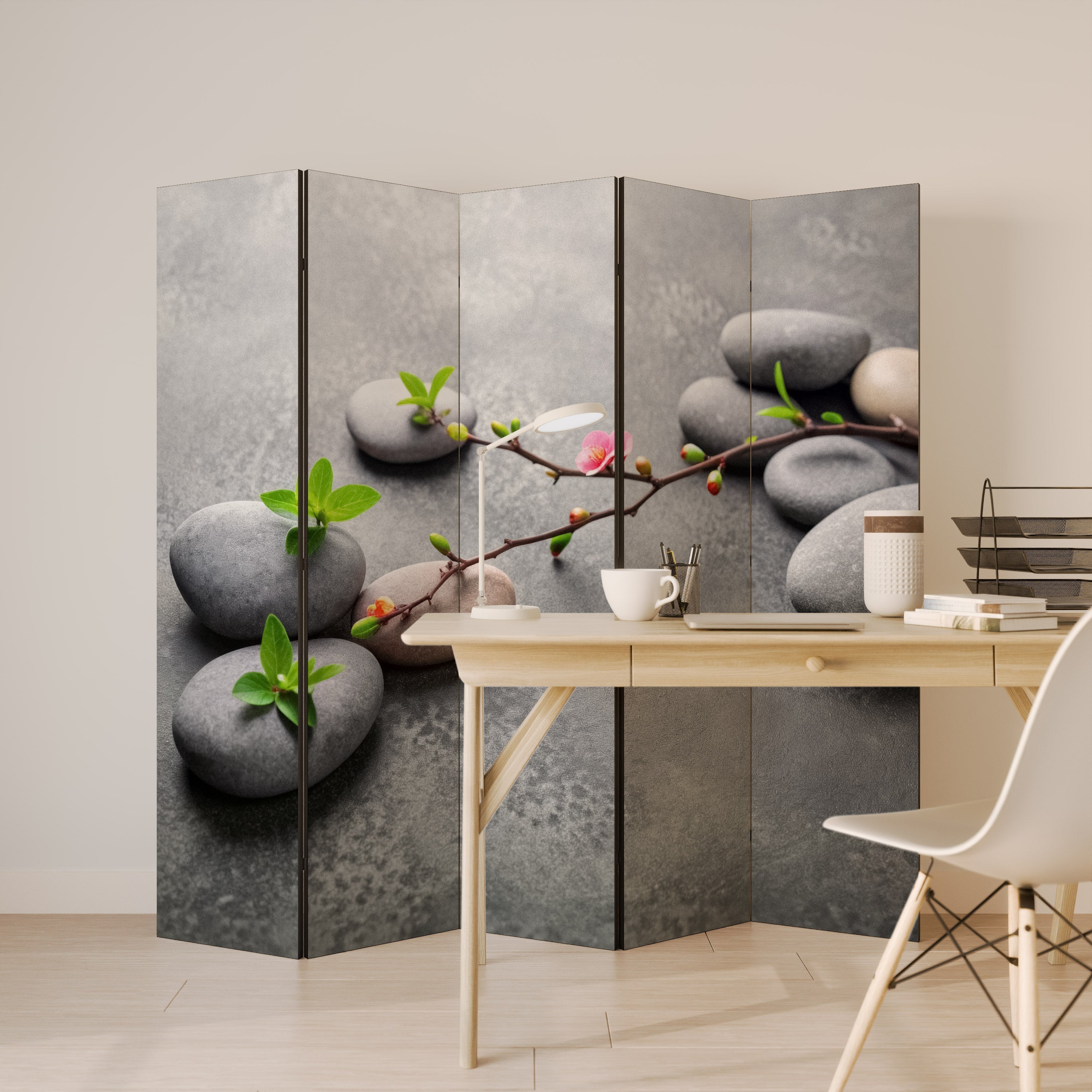 STENAR OCH BLOMMOR Dekorativ rumsavdelare med 5 paneler