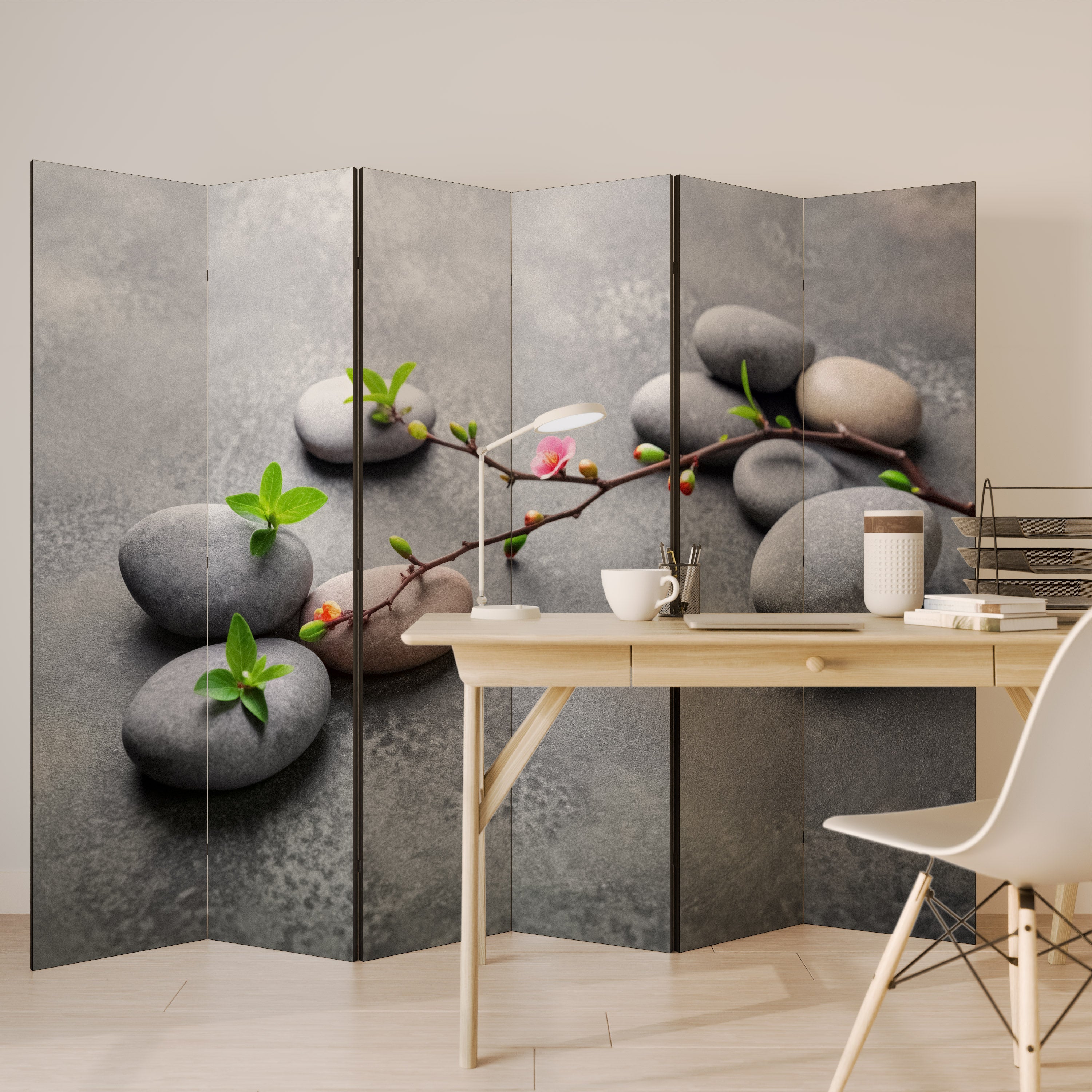 STONES AND BLOSSOMS Rumsavdelare 6 paneler