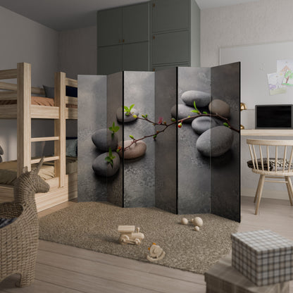 STONES AND BLOSSOMS Decorative 6-Panel Room Divider
