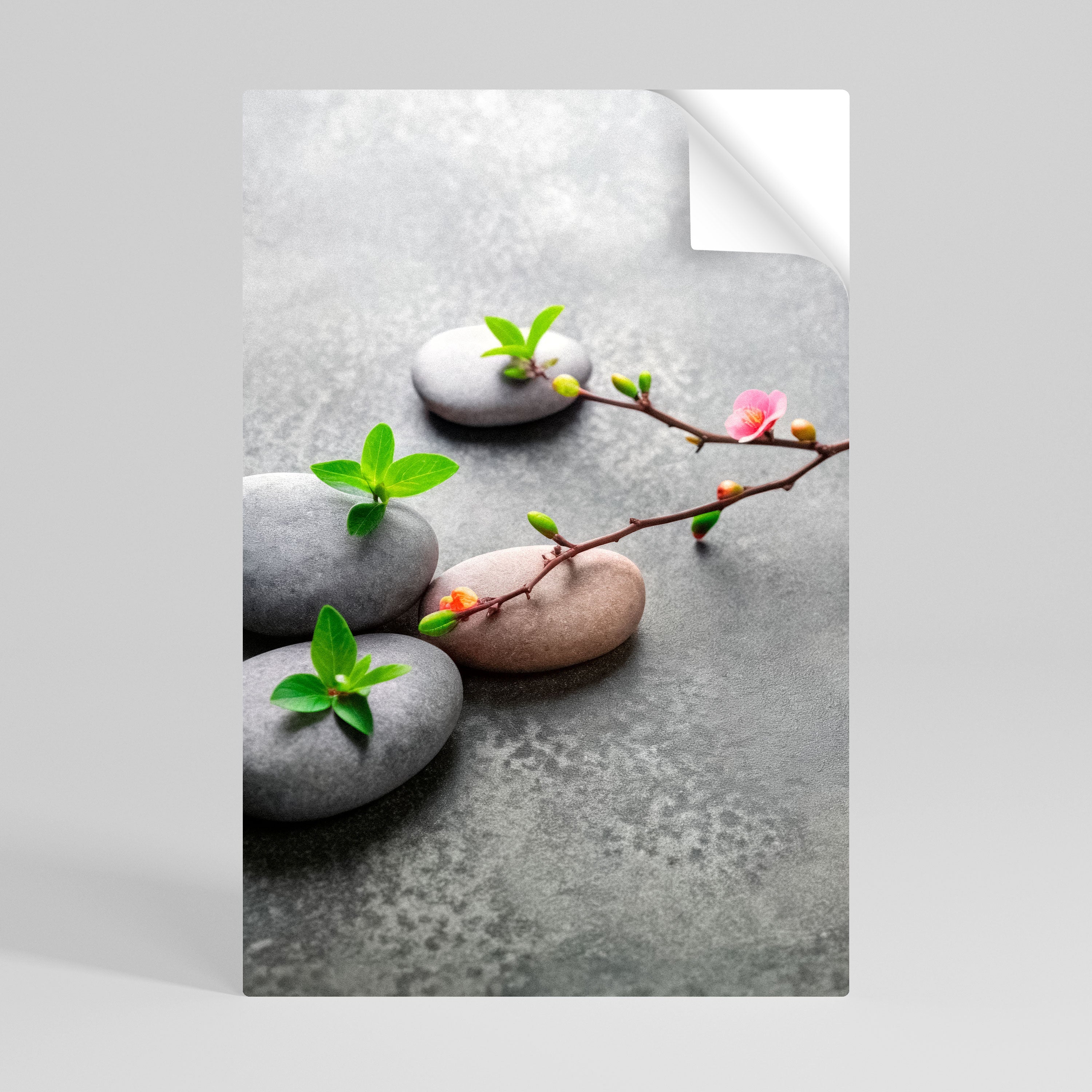 STENAR OCH BLOMMOR Vertikal poster med självhäftande mönster