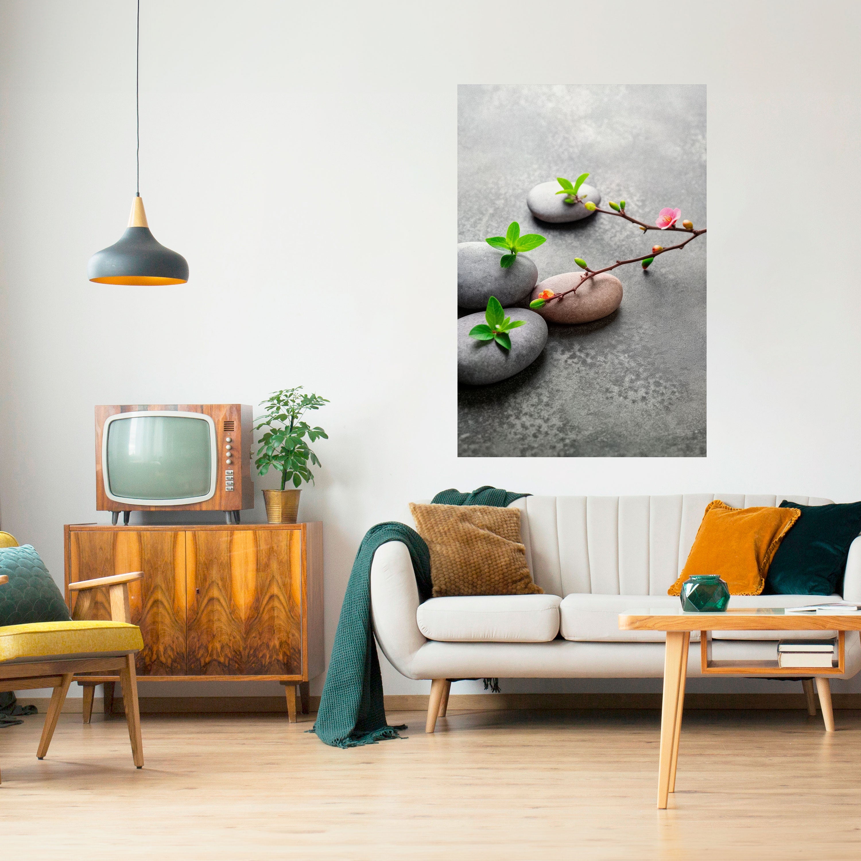 STENAR OCH BLOMMOR Vertikal poster med självhäftande mönster