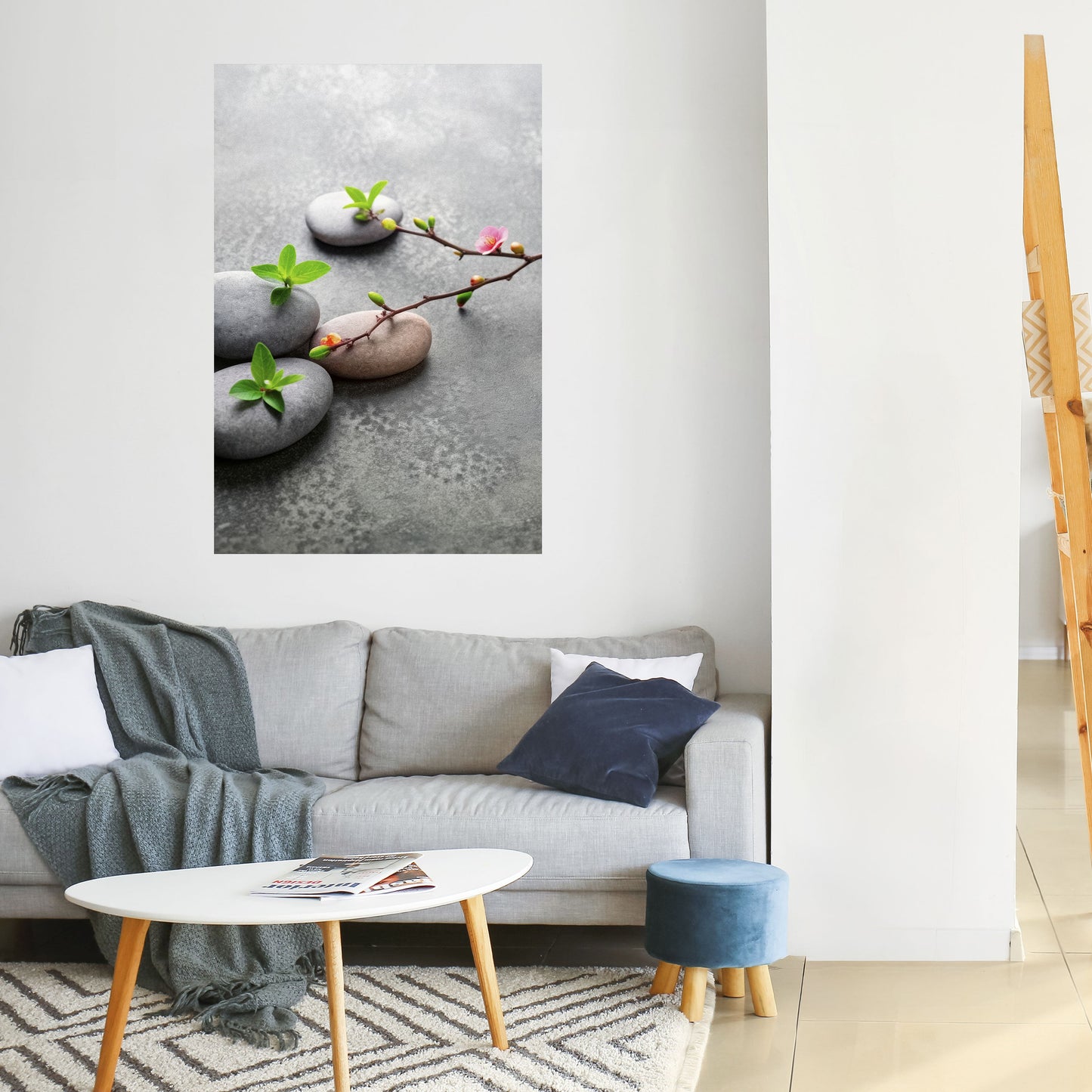 STENAR OCH BLOMMOR Vertikal poster med självhäftande mönster