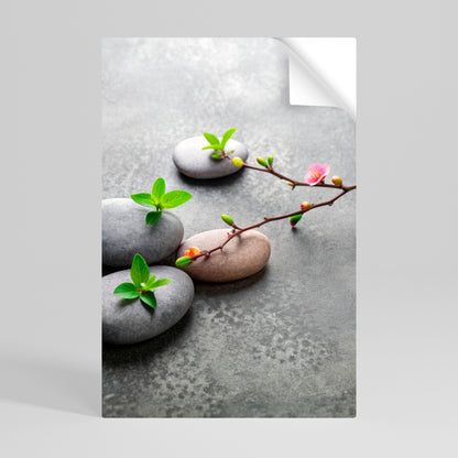 STENAR OCH BLOMMOR Vertikal poster med självhäftande mönster