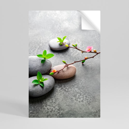 STENAR OCH BLOMMOR Vertikal poster med självhäftande mönster