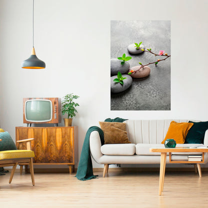 STENAR OCH BLOMMOR Vertikal poster med självhäftande mönster